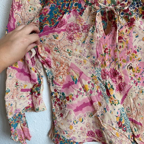 Copper Key Y2K Viscose Printed Peasant Blouse - Picture 6 of 11